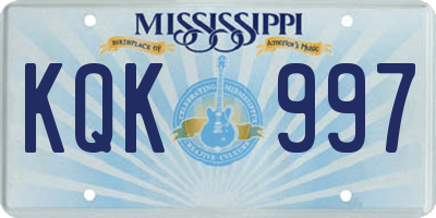 MS license plate KQK997