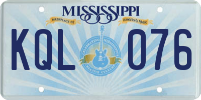 MS license plate KQL076
