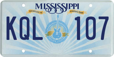 MS license plate KQL107