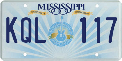 MS license plate KQL117