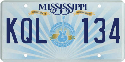 MS license plate KQL134