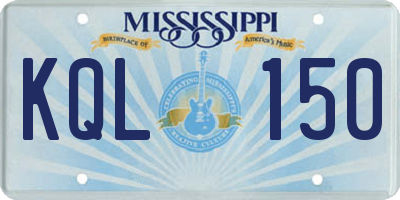 MS license plate KQL150