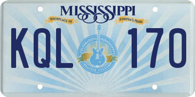 MS license plate KQL170