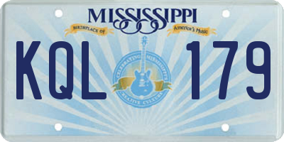 MS license plate KQL179