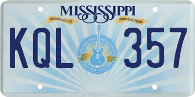 MS license plate KQL357