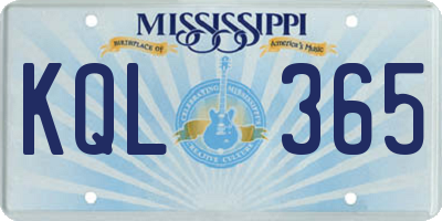MS license plate KQL365