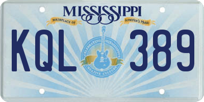 MS license plate KQL389