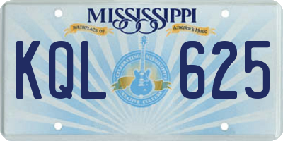 MS license plate KQL625
