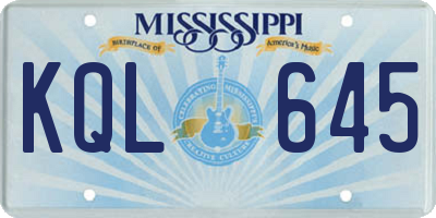 MS license plate KQL645