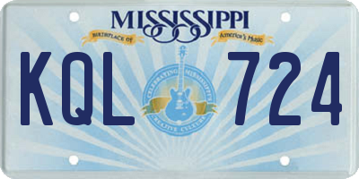 MS license plate KQL724
