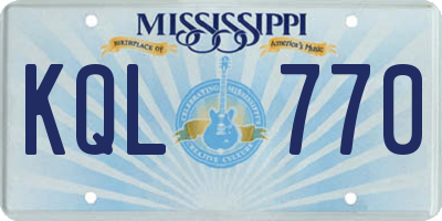 MS license plate KQL770