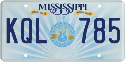 MS license plate KQL785