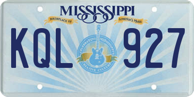 MS license plate KQL927