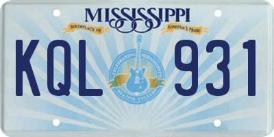 MS license plate KQL931
