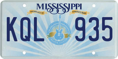 MS license plate KQL935