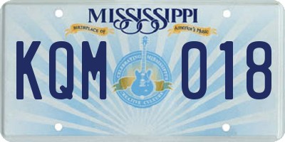 MS license plate KQM018