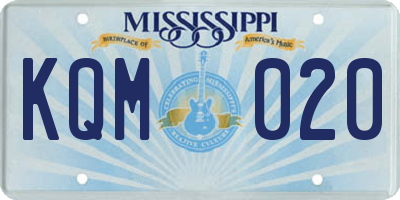 MS license plate KQM020