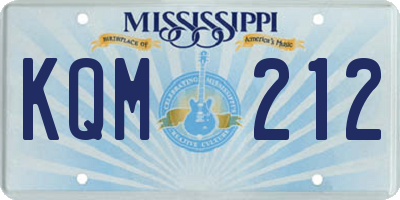 MS license plate KQM212