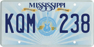 MS license plate KQM238