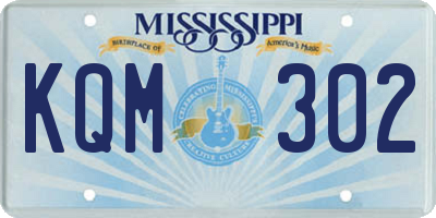 MS license plate KQM302