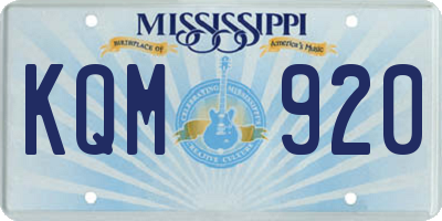 MS license plate KQM920