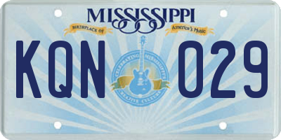 MS license plate KQN029