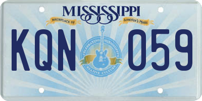 MS license plate KQN059