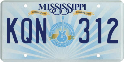 MS license plate KQN312