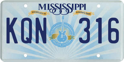 MS license plate KQN316