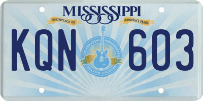 MS license plate KQN603