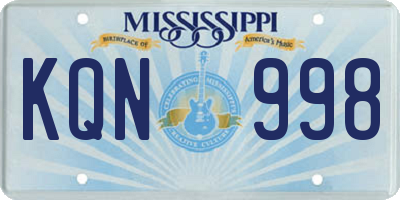 MS license plate KQN998