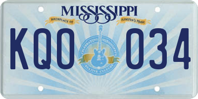MS license plate KQO034