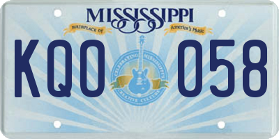 MS license plate KQO058
