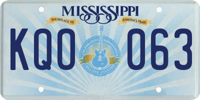 MS license plate KQO063