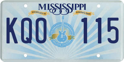 MS license plate KQO115