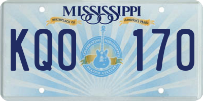MS license plate KQO170