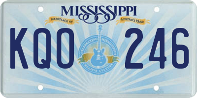 MS license plate KQO246
