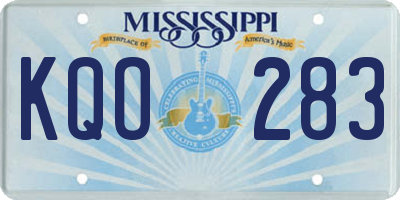 MS license plate KQO283