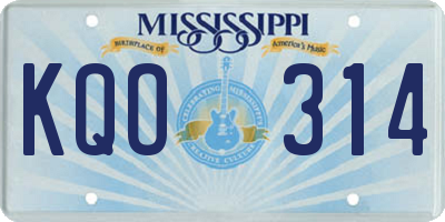 MS license plate KQO314