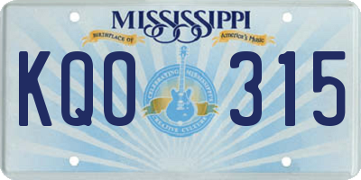 MS license plate KQO315