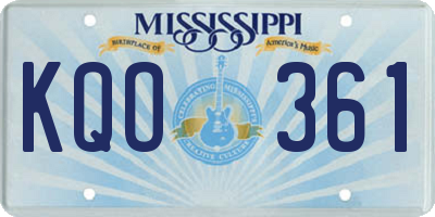 MS license plate KQO361