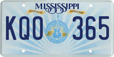 MS license plate KQO365