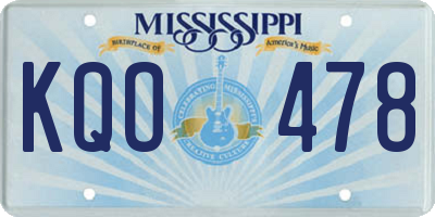 MS license plate KQO478