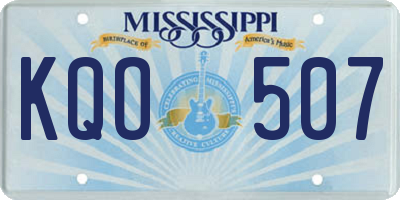 MS license plate KQO507