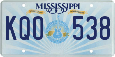 MS license plate KQO538