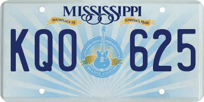 MS license plate KQO625