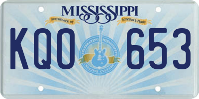 MS license plate KQO653