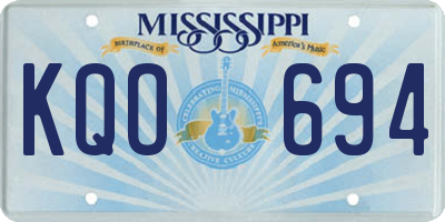MS license plate KQO694
