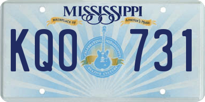 MS license plate KQO731