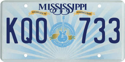 MS license plate KQO733